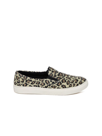 Carlton London Women Beige Animal Print Casual Shoes